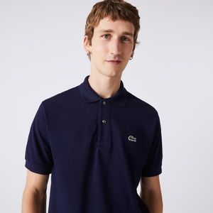 LACOSTE Short Sleeve Navy Blue Polo Shirt Size 6 XL Button Up